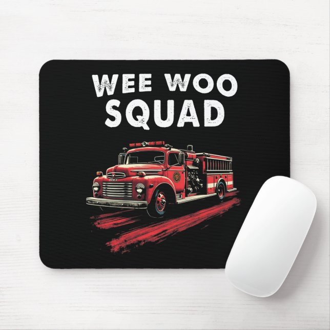 Funny Firefighter Art Fire Truck Feuerwehrmann Mousepad (Mit Mouse)