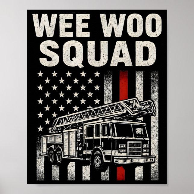Funny Firefighter Art For Men Women Kids Fire Truc Poster (Vorne)
