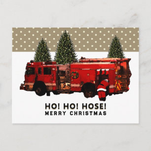 Funny Firefighter Christmas Holiday Carte postale