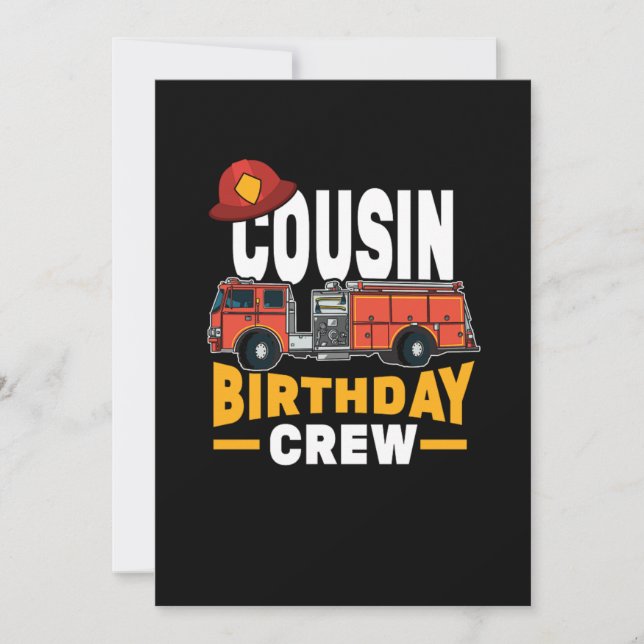 Funny Firefighter Cousin Birthday Crew Einladung (Vorderseite)