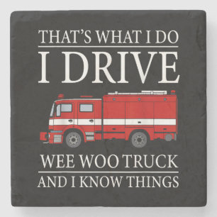 Funny Firefighter Das ist, was ich treibe Wee Woo Steinuntersetzer