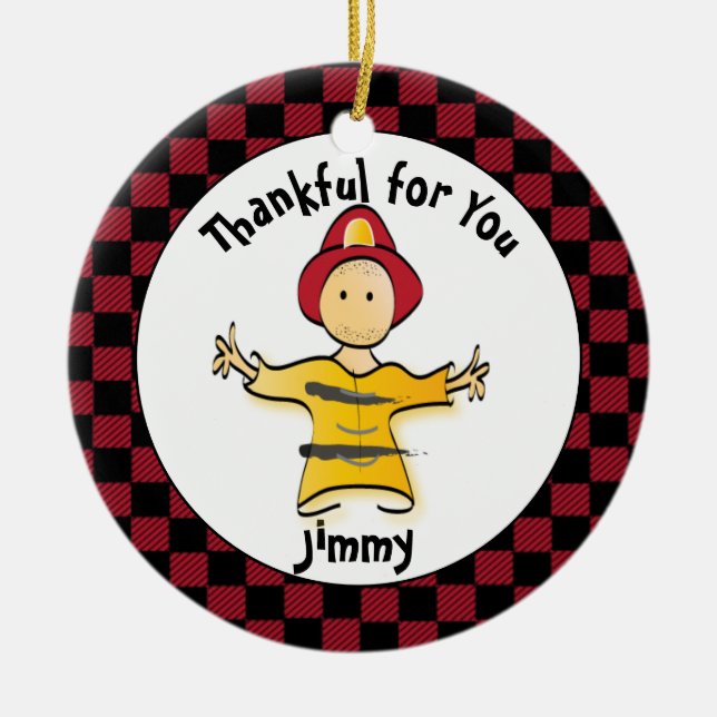Funny Firefighter Geschenk - Danke Fireman Keramik Ornament (Vorne)