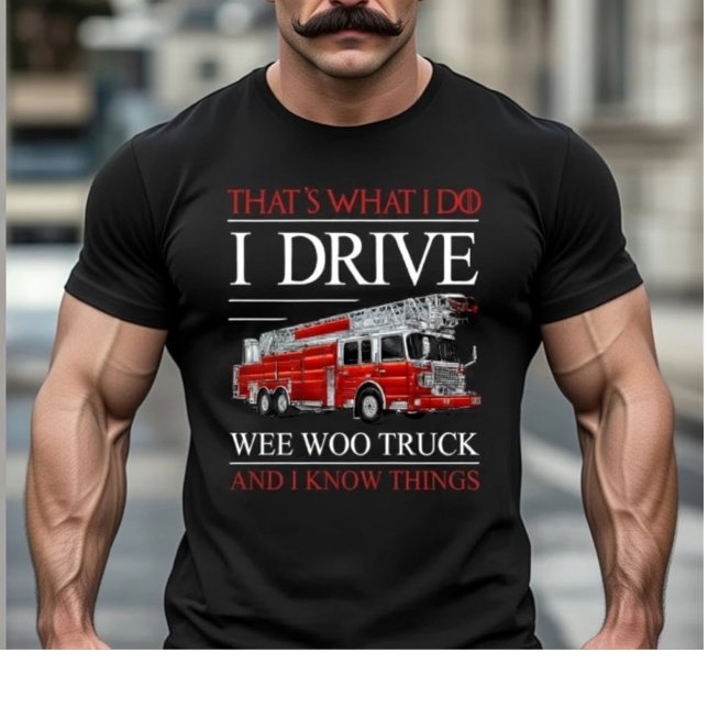 Funny Firefighter Wee Woo Truck Driver T-Shirt (Von Creator hochgeladen)
