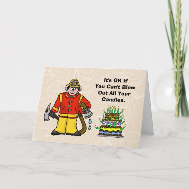 Funny Fireman Birthday Card Feiertagskarte (Vorderseite)