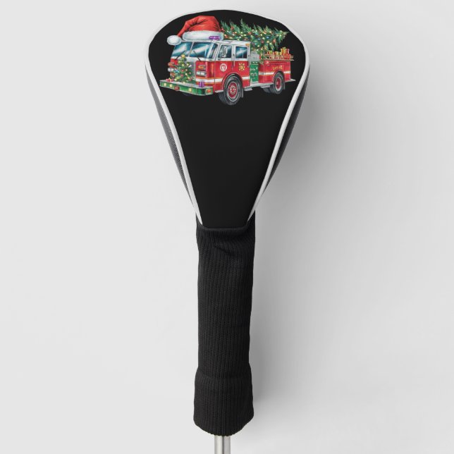 Funny Fireruck Weihnachtsmannmütze Weihnachtsbauml Golf Headcover (Vorderseite)