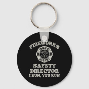 Funny Fireworks Safety Director Firefighter Americ Schlüsselanhänger