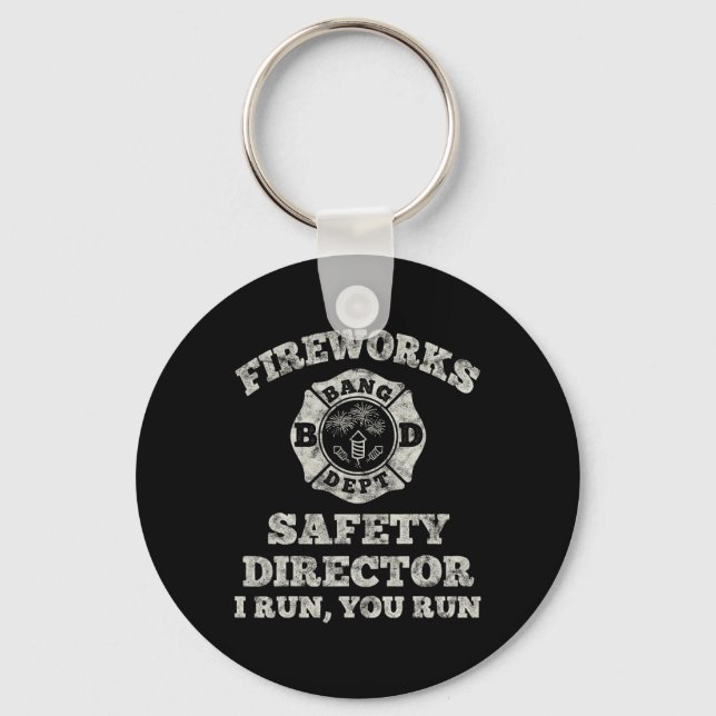 Funny Fireworks Safety Director Firefighter Americ Schlüsselanhänger (Vorderseite)