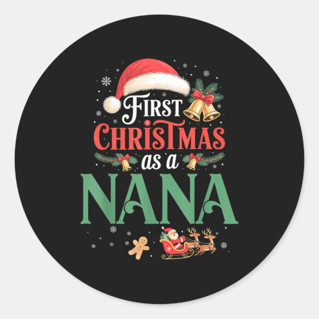 Funny First Christmas As A Nana Matching Family Xm Runder Aufkleber (Vorderseite)