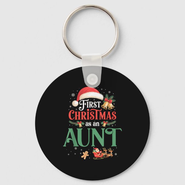 Funny First Christmas As An Aunt Matching Family X Schlüsselanhänger (Vorderseite)