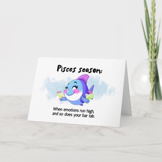 Funny Fisces Season Zodiac Birthday Card Dankeskarte (Vorderseite)