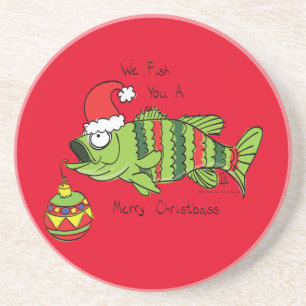 Funny Fischen Weihnachtsbass Fisch Niedlicher Cart Getränkeuntersetzer