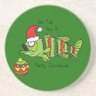 Funny Fischen Weihnachtsbass Fisch Niedlicher Cart Getränkeuntersetzer