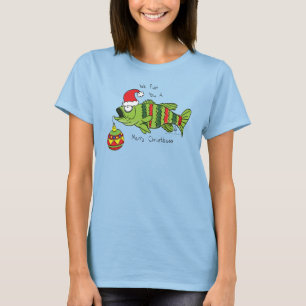 Funny Fischen Weihnachtsbass Fisch Niedlicher Cart T-Shirt