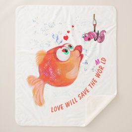 Funny Fish and Worm Sherpa Blanket - Benutzerdefin Sherpadecke