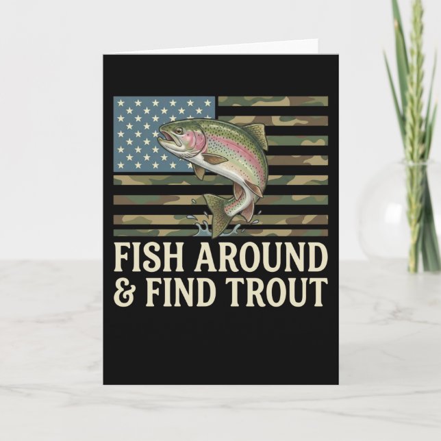 funny Fish Around and Find Trout American Flag mmm Karte (Vorderseite)