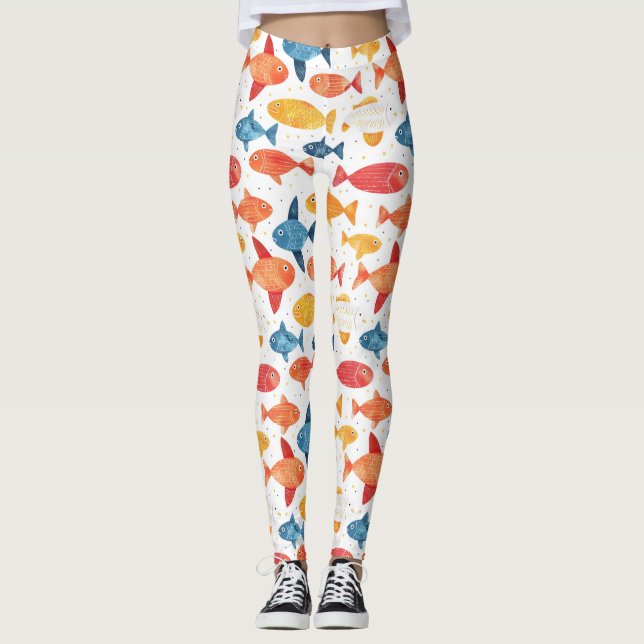 Funny Fish farbiges Muster Leggings (Vorderseite)