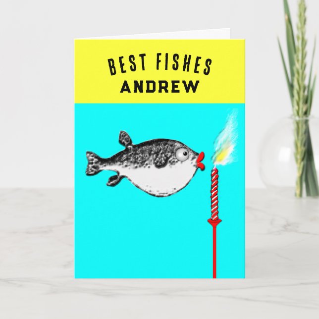 Funny Fish Geburtstagskarte Karte (Vorderseite)