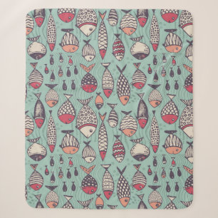 Funny Fish: handgezeichnet nahtloses Muster. Sherpadecke