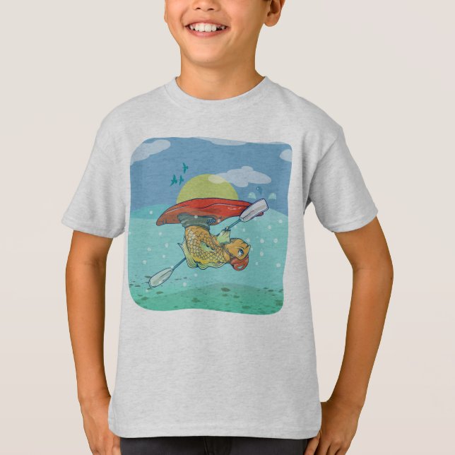 Funny fish kayaking T-Shirt (Vorderseite)