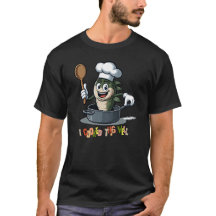 Funny Fish Koch Kochen gedruckter T - Shirt