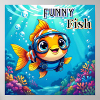 Funny Fish | Niedlicher Cartoon Kids Kinderzimmer 