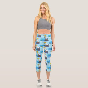 Funny Fish Pelican Cartoon Capri Leggings