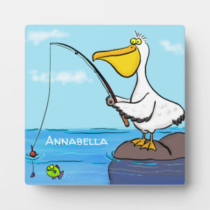 Funny Fish Pelican Cartoon Fotoplatte