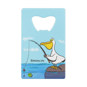 Funny Fish Pelican Cartoon Geldbeutel Flaschenöffner