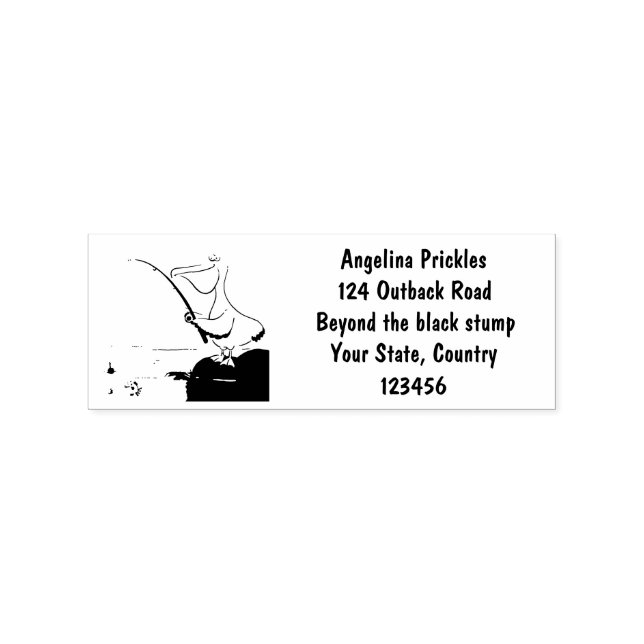 Funny Fish Pelican Cartoon Gummistempel (Prägung)
