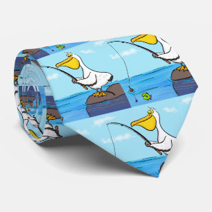 Funny Fish Pelican Cartoon Krawatte