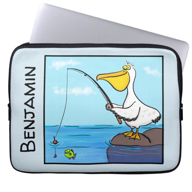Funny Fish Pelican Cartoon Laptopschutzhülle (Vorderseite)
