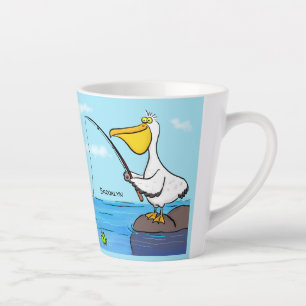 Funny Fish Pelican Cartoon Milchtasse