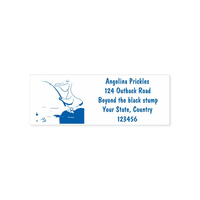 Funny Fish Pelican Cartoon Permastempel (Design)