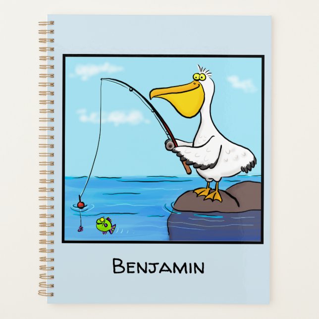 Funny Fish Pelican Cartoon Planer (Vorderseite)