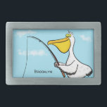 Funny Fish Pelican Cartoon Rechteckige Gürtelschnalle<br><div class="desc">Dieses Design zeigt unser lustiges pelikanisches Angeln. Viel Spaß am Ozean!</div>