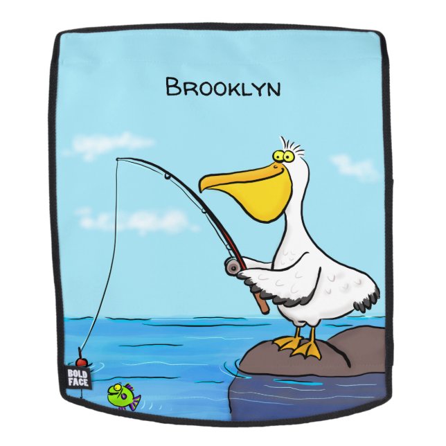 Funny Fish Pelican Cartoon Rucksack (Abnehmbare Front)
