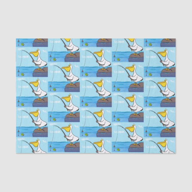 Funny Fish Pelican Cartoon Seidenpapier (Vorderseite)