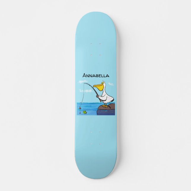 Funny Fish Pelican Cartoon Skateboard (Vorne)