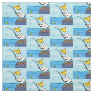 Funny Fish Pelican Cartoon Stoff