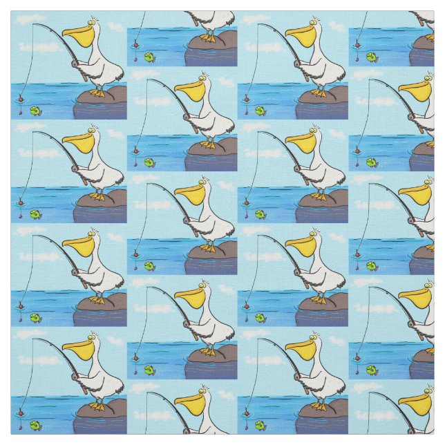 Funny Fish Pelican Cartoon Stoff (Muster)