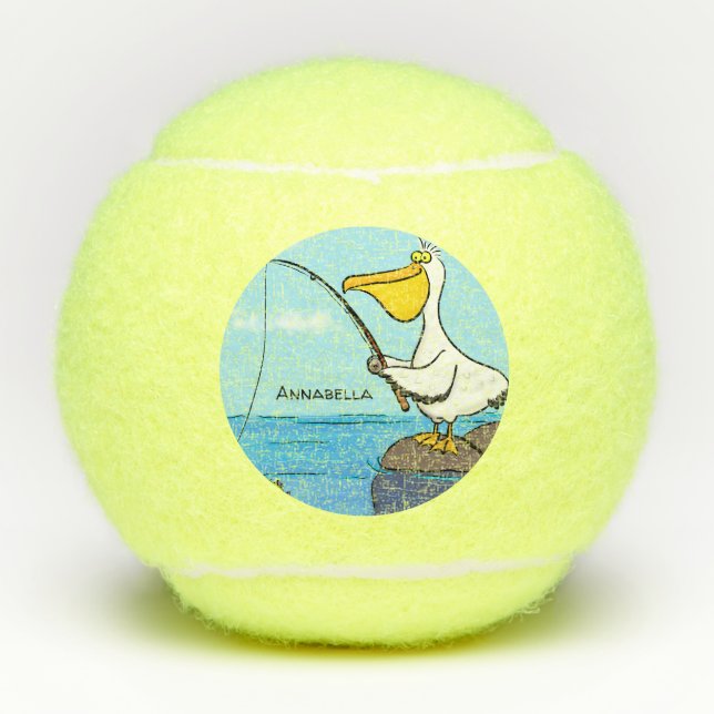 Funny Fish Pelican Cartoon Tennisbälle (Vorderseite)