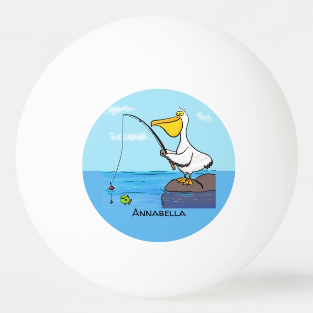 Funny Fish Pelican Cartoon Tischtennisball (Vorderseite)