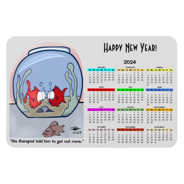 Funny Fish Story 2024 Calendrier Magnet photo (Horizontal)
