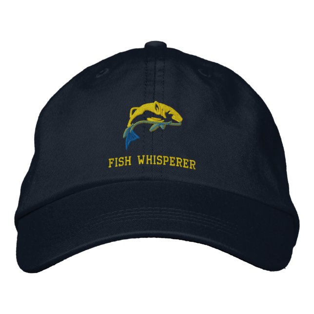 Funny Fish whisperer Fishermans Bestickte Baseballkappe (Vorderseite)