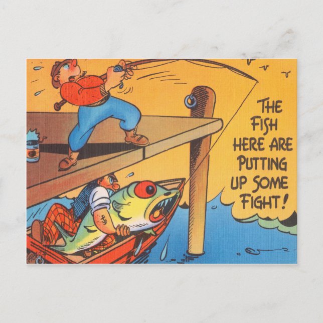 Funny Fisherman Carte postale Pêche Poisson Carton (Devant)