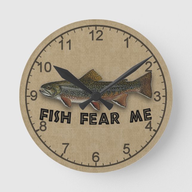 Funny Fisherman Fish Fee Me Runde Wanduhr (Vorderseite)