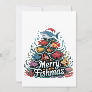 Funny Fishing Christmas Tree Fish Fisher Lover Einladung