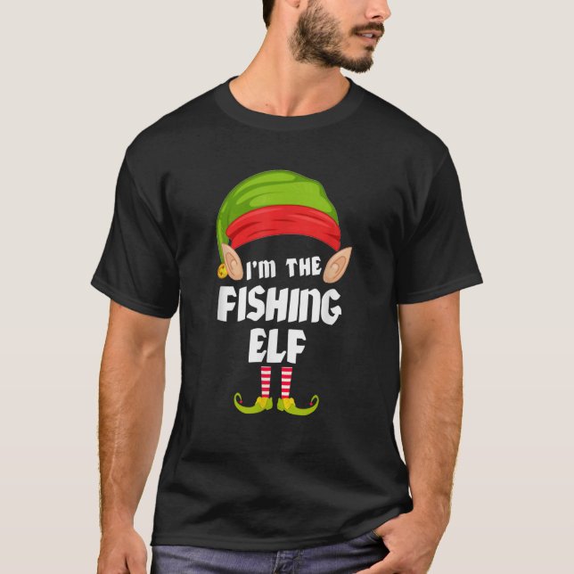 Funny Fishing Elf Matching Family Group PJ Christm T-Shirt (Vorderseite)