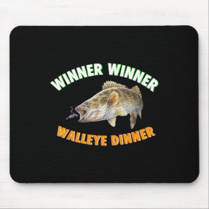 Funny Fishing Gewinner Gewinner Walleye Abendessen Mousepad