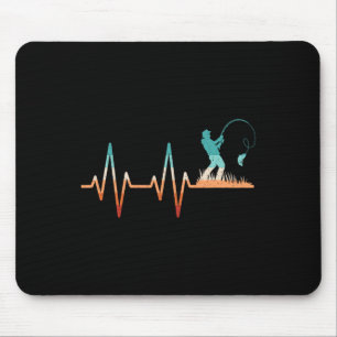 Funny Fishing Heartbeat B Fish Retro Fisherman Mousepad
